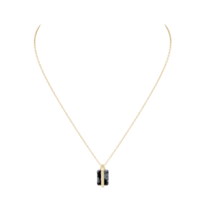 CPL-OJON10 necklace yellow gold and obsidian snow